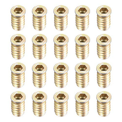 uxcell Wood Furniture M6x20mm Threaded Insert Nuts Interface Hex Socket Drive 20pcs - size: M6x20mm