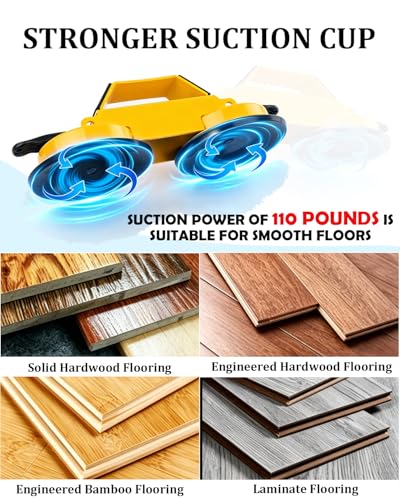 Floor Gap Fixer Tool Kit with Dual Suction Cup, Carbon Steel Laminate Flooring Gap Repair Tool for Vinyl Plank Wood Hardwood Floors, Heavy Duty Fixer with Mallet, Pads, Scraper, Gloves, Cloth