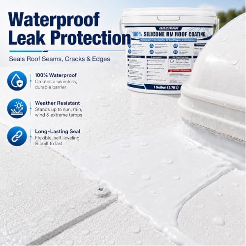 1 Gallon 100% Silicone RV Roof Coating White for Waterproof Roof Repair