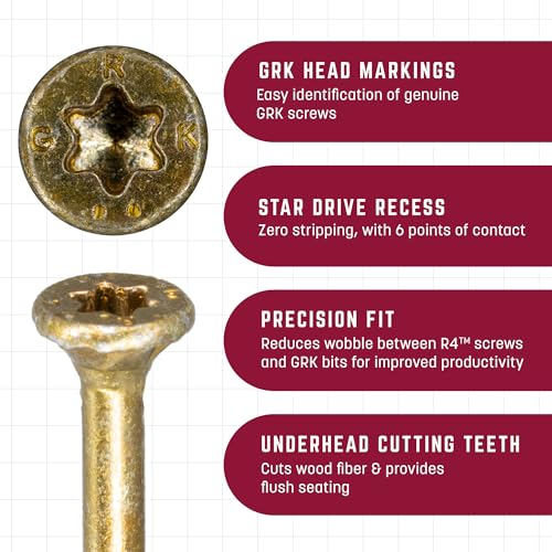 GRK Fasteners R4™ #9 x 2-1/2" Multi-Purpose Framing Screws, 100 PCS - size: #9x2-1/2" 100 count