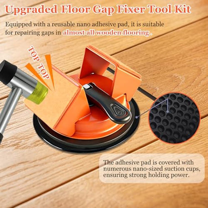 Heavy Duty Upgraded Floor Gap Fixer Tool with Reusable Nano-Adhesive Pad - color: Orange