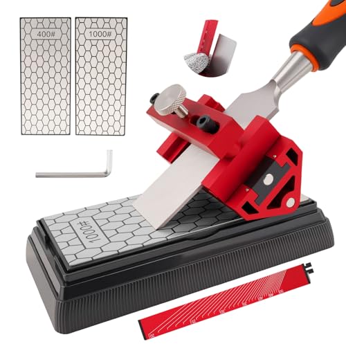 Chisel Sharpening Kit with Honing Guide & 400/1000 Grit Diamond Stone