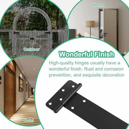 6“ Gate Hinges,280 Lbs Capacity, Matte Black,4 Pack Heavy Duty Hinge - size: 6“-4 pcs-U-Matte Black