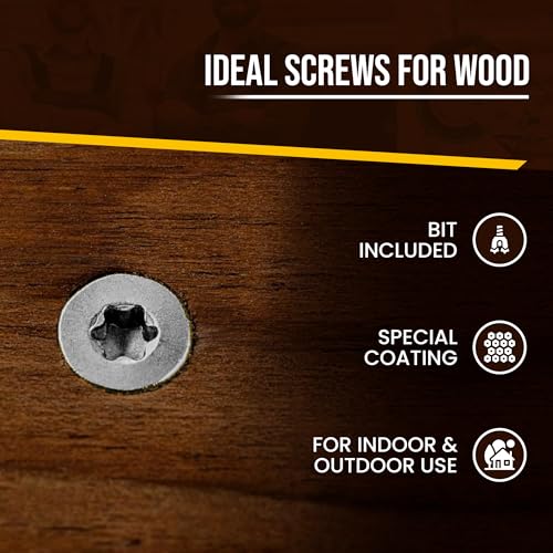 #8 x 1 5/8’’ Stainless Steel Wood Screws by Grindy (200pack/1.1LBS) – Self-Drilling Deck Screws I Rust Resistant I Quick Drive & Fast Grip I for Cabinet, Furniture & Other Projects I Bit Included - color: Stainless Steel, size: #8 x 1-5/8"
