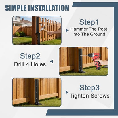 2Pcs Fence Post Repair Kit, Quick Fix Broken/Tilted Wooden Fences