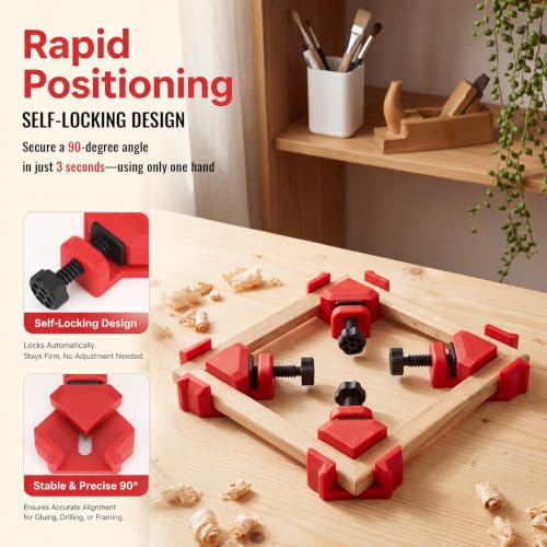 Chumia 4 Pack 60/90/120 Degree Corner Clamps for Woodworking Adjustable