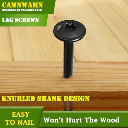 [Pack of 50] #14 x 6 Wood Structural Lag Screws, Black Coated Torx/Star Drive Heavy Duty Construction Wood Screw, Modified Truss Washer Head, Star Drive Bit Included. - color: Black, size: #14 x 6"