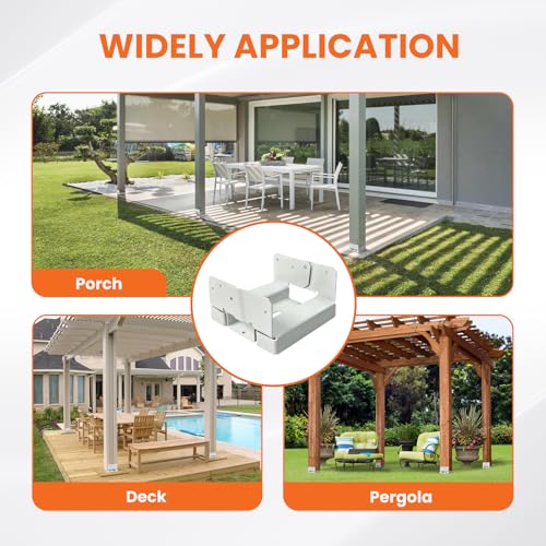 1PCS 6x6 Post Base for Concrete Heavy Duty White E-Coated - color: White, size: 6X6