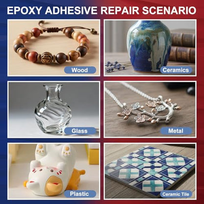 5 Minute Epoxy Glue 8.45 fl oz, Fast Cure Clear 2 Part Epoxy Adhesive