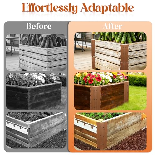 8 Pcs Metal Raised Garden Bed Corner Brackets L-Shape (11"x3"x3"), Brown