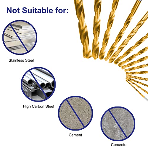 Metric 99 Pieces Titanium Twist Drill Bit Set, 135° Tip High Speed Steel, Size from 1.5mm up to 10mm, Ideal Drilling in Wood/Cast Iron/Aluminum Alloy/Plastic/Fiberglass, with Hard Storage - size: Metric 99 Pieces Drill Bit Set 135°