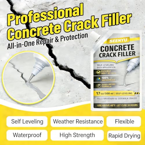 Concrete Cement Crack Filler Self-Leveling Sealant, Waterproof Fast-Drying Concrete Sealer Repair, Flexible Easy DIY Crack Seal Gule for Driveway, Sidewalk, Patio, Garage Floor, Asphalt - 4PC - size: 4PACK