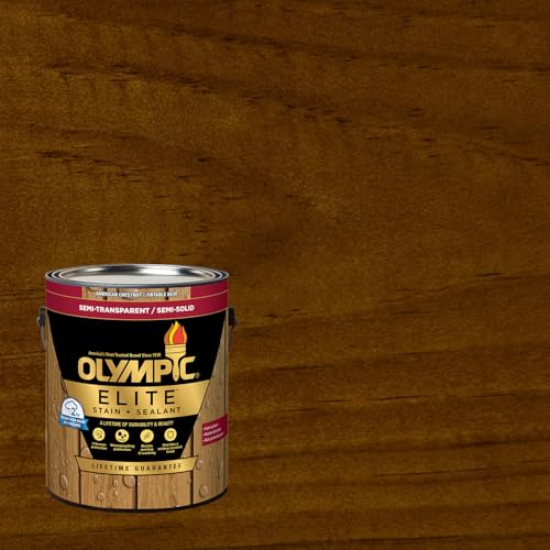 Olympic Elite 1 gal American Chestnut Semi-Transparent Wood Stain & Sealer - color: American Chestnut, style: Semi-Transparent