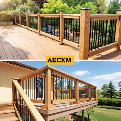 AECXM 201 Stainless Steel 2" x 4" (Actually 1 ½" x 3 ½") Deck Railing Connector, for Deck Railing, Handrail, Barn and Beam end Connection Installation (4pc-Black) - size: Parallel