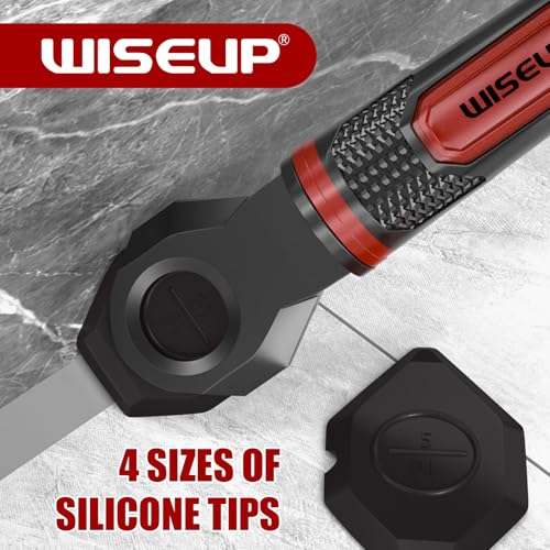 WISEUP Caulking Tool，6 in 1 Caulk Remover Tool with Grout Scraper，Brush