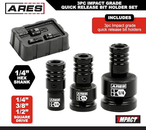 ARES 22035 3-Piece Impact Grade Quick Release Bit Holder Set - size: 3-Piece Impact Grade Quick Release Bit Holder Set