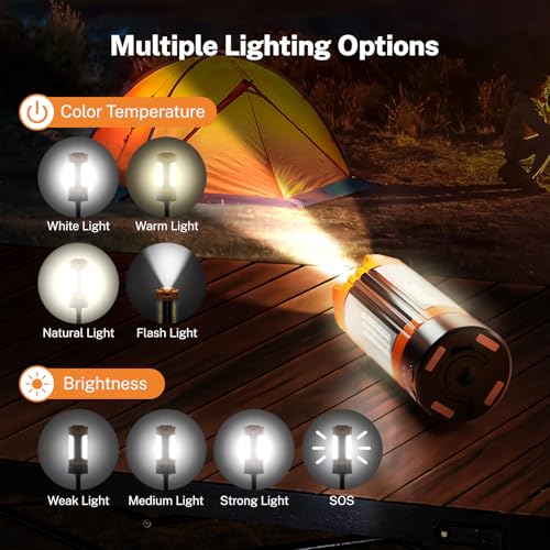 OGERY Rechargeable 10000mAh Camping Light with Stand - color: Orange
