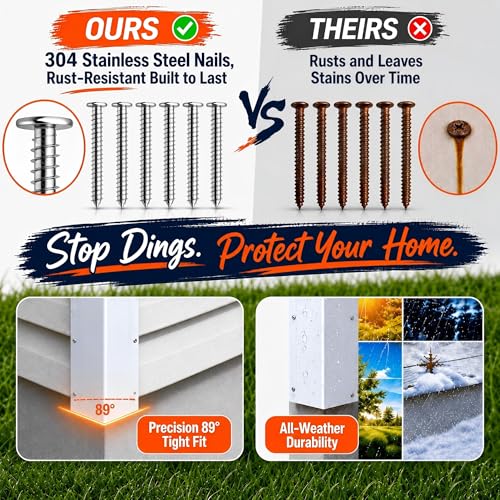 Stainless Steel Vinyl Siding Corner Guards- 2 Pack 11.8x3.4x3.4 Cap Trim - color: White