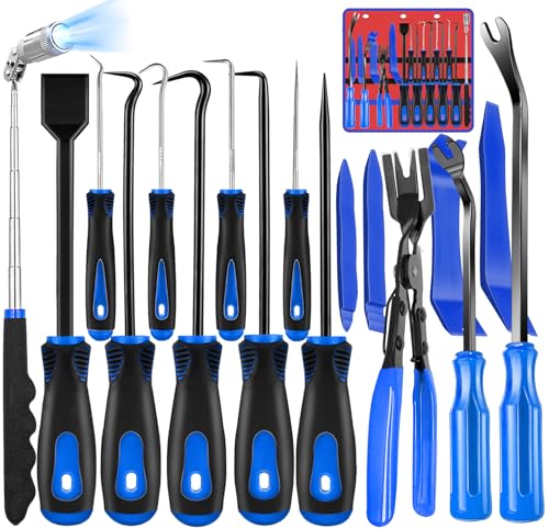 Keze 17 Pcs Hook and Pick Set Auto Trim Removal Tool Kit - color: Blue-17 Hook and Pick Set