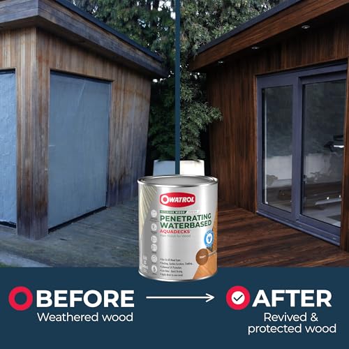 OWATROL Aquadecks, Wood Stain and Sealer, Matt Finish, 85 Oz, Teak - color: Teak