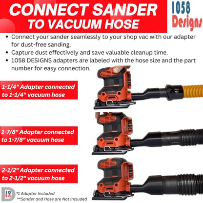 Sander Vacuum Adapter for CRAFTSMAN 1/4 Sheet Sander CMCW222 - Shop Vac Attachment for Dust Collection Reducer by 1058Designs (2-1/2") - size: 2-1/2"