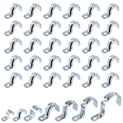Swpeet 30Pcs 3/4"(20mm) Zinc Plated One Hole EMT Pipe Strap Kit, Pipe Straps U Bracket Tube Strap Pipe Clamp 1 Hole Snap On Pipe Strap Conduit Clamps Tension Clips for Fixing EMT Conduit Pipe - style: 3/4"-20mm