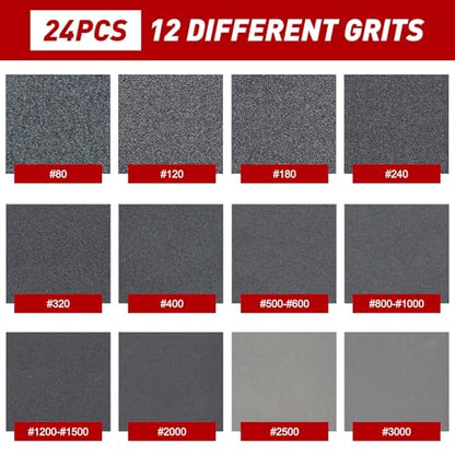 24 PCS Sanding Sponge Block 3000 Grit Wet Dry Sandpaper for Wood Metal - color: 3000g, size: 24 Pcs