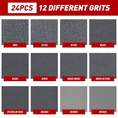 24 PCS Sanding Sponge Block 2500 Grit Wet Dry Sandpaper for Wood Metal - color: 2500g, size: 24 Pcs