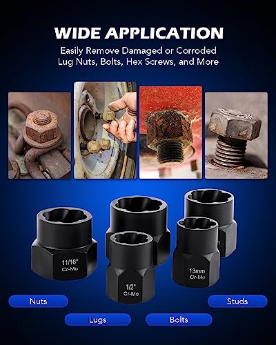 OMT Impact Nut And Bolt Extraction Tool Set, 3/8" Drive Extractor Set