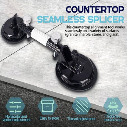 2 Pack Laminate Floor Gap Repair Tool, Professional Countertop Alignment Clamps, Adjustable Granite Seam Setter with Vacuum Suction Cups, for Granite, Marble, Stone and Glass