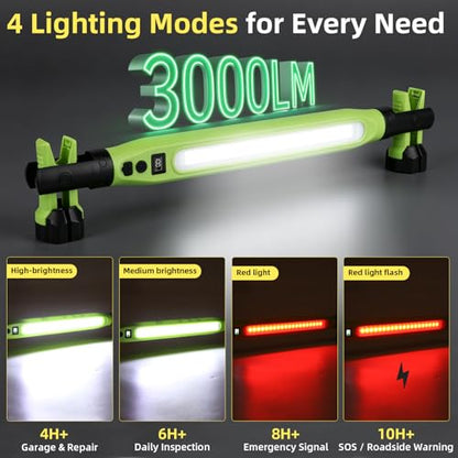 YXQUA 2 Pack Under Hood Work Light, 3000LM IP66 Magnetic COB Cordless