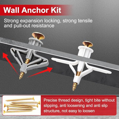 Drywall Anchors with Screws Kit, Grey & White Hollow Wall Anchors