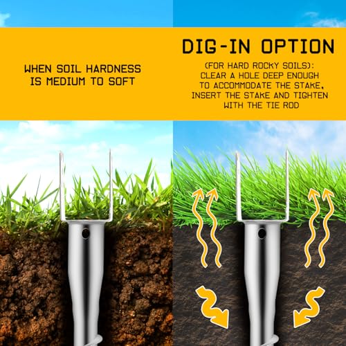 Hicarer 6 Pack No Dig Ground Anchors for Standard 4 x 4 Posts,Silver - color: Silver
