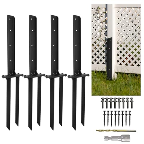 Fence Post Repair 4pcs,H-Shaped Double Ground Spike for Tilted Wood Post - size: 4PCS