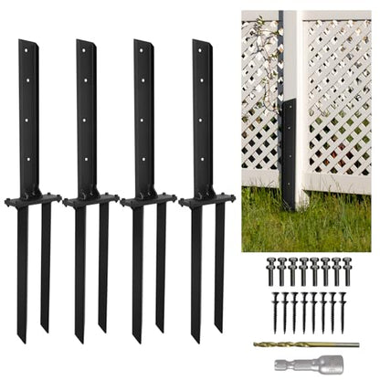 Fence Post Repair 4pcs,H-Shaped Double Ground Spike for Tilted Wood Post - size: 4PCS