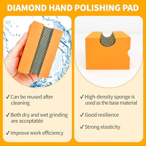 Diamond Hand Polishing Pads,100 Grit Diamond Sanding Pads - color: GREEN