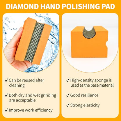 Diamond Hand Polishing Pads,100 Grit Diamond Sanding Pads - color: GREEN
