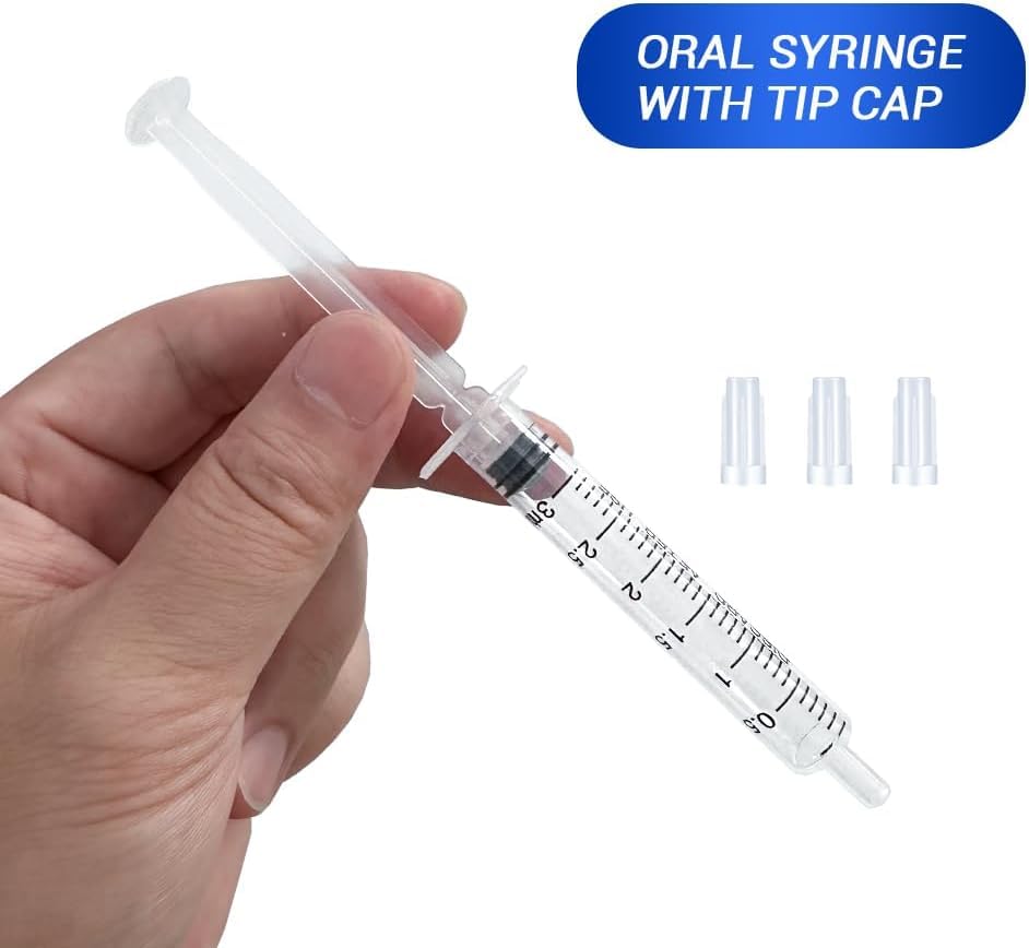 20 Pack 3mL Syringe with Tip Cap for Liquid, 3cc Plastic Syringes with Cover, Non-Sterile, No Needle - style: 3 ML