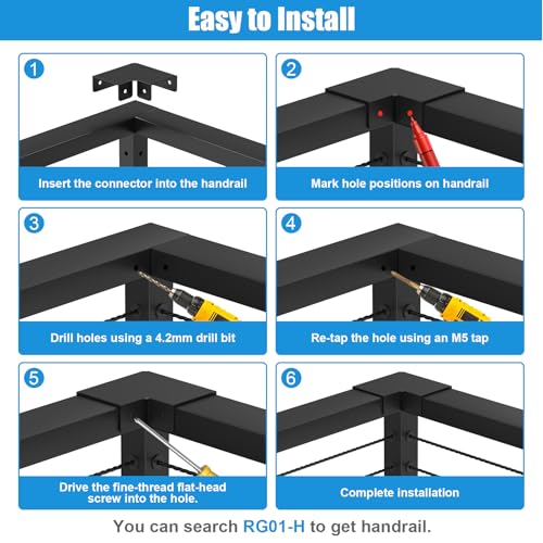 Black Cable Railing Handrail Corner Connectors, Aluminum - size: 90 Degree Sleeve