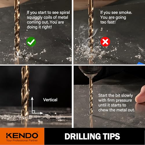 KENDO 1/4 Inch M35 Cobalt Drill Bits, 13PCS for Metal - style: 1/4" (13Pcs)