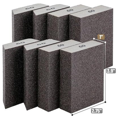Bates- Sanding Sponge, 8 pcs, 60 Grit, Washable and Reusable, Sandpaper Block, Sanding Blocks for Wood, Sanding Pad, Drywall Sanding Block, Drywall Sanding Sponge - size: 8 Pack, 60 Grit