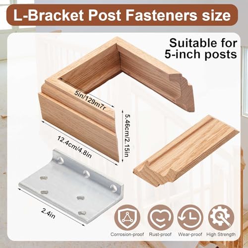 Blulu 1 Set 5" Newel Post Mounting Kit Deck Stair Floor Installation Kit - size: 5 Inch