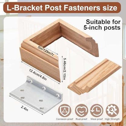 Blulu 1 Set 5" Newel Post Mounting Kit Deck Stair Floor Installation Kit - size: 5 Inch