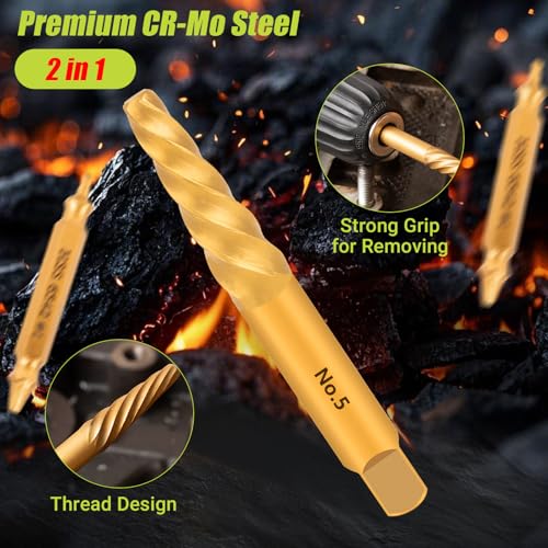 13 Pieces Easy Out Screw Extractor Set and Left-Hand Drill Bit Set - size: 13 Pieces