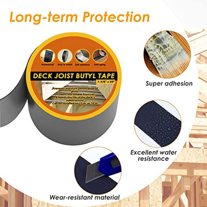 Butyl Deck Joist Tape 4" x 50' 2 Pack - size: 2 pack 4" x 50'