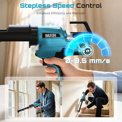 SEESII 29oz Electric Caulking Gun, Cordless Caulk Gun, Variable Speed
