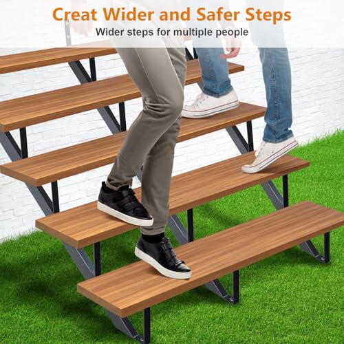 Steel Stair Riser 5 Step 3 Pack, 42" H Metal Stair Stringers for Deck - size: 5 Step