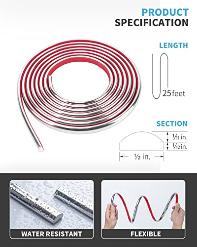 Art3d 25 ft Peel and Stick Tile Edge Trim for Backsplash, Stainless Steel - color: Stainless Steel, size: 25 Feet