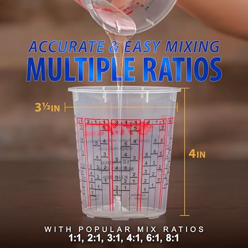 Custom Shop Paint Mixing Cups, 10-Ounce, Box of 100, Plastic Measuring Cups - color: Cups - Box of 100 + 12 Lids