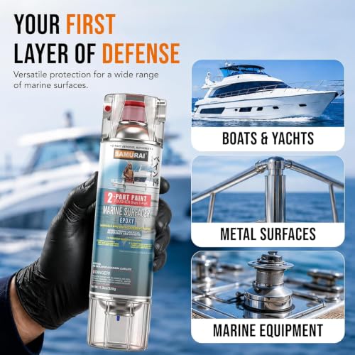 SAMURAI 2-Part Spray Paint Epoxy Primer for Marine Surfacer (Primer White, Pack of 1 Can)